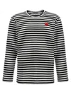 Comme Des Garçons Play Heart-patch Striped Cotton T-shirt