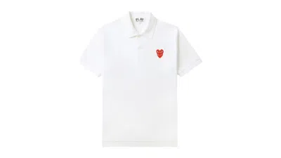 Pre-owned Comme Des Garçons Play Logo Polo Shirt In White