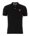 Comme Des Garçons Play Polo Shirt With Ribbed Collar And Straight Hem In Black