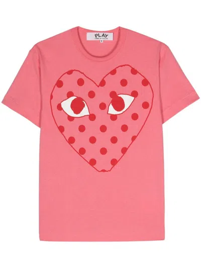Comme Des Garçons Play T-shirt Mit Logo-print In Rosa