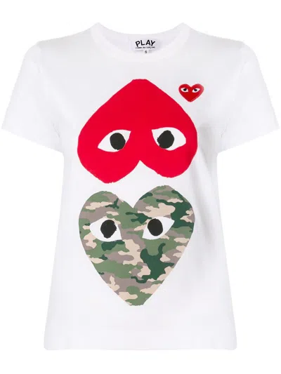 Comme Des Garçons Play Logo-print Crew Neck T-shirt In Animal Print