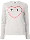 Comme Des Garçons Play Logo-print Crew Neck Top In Gray