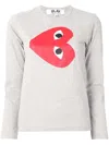 Comme Des Garçons Play Logo-print Crew Neck Top In White