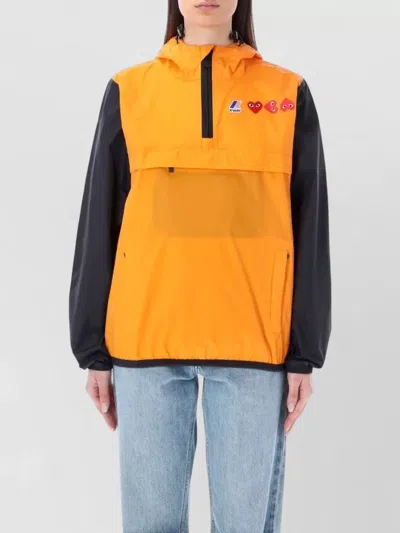 Comme Des Garçons Play Logo Print Hooded Jacket In Orange