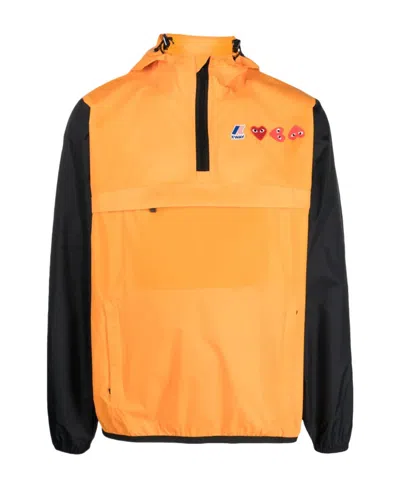 Comme Des Garçons Play Logo-print Hooded Jacket In Orange