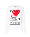 Comme Des Garçons Play Logo Print Long Sleeve T-shirt In White