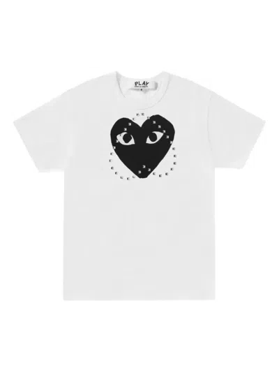 Comme Des Garçons Play Logo-print Studded-embellishment T-shirt In White