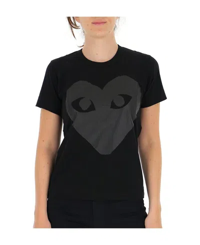 Comme Des Garçons Play Logo Print T-shirt In Black