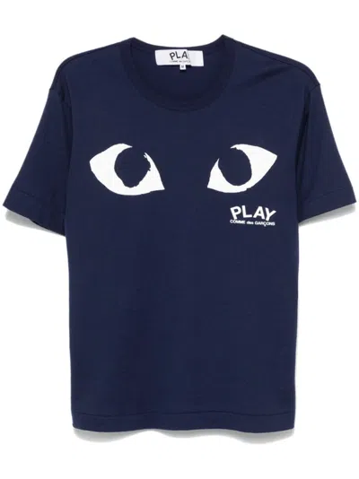 Comme Des Garçons Play Logo-print T-shirt In Navy