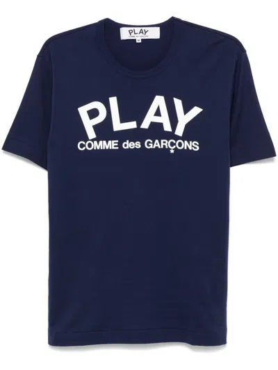 Comme Des Garçons Play Logo-print T-shirt In Blue