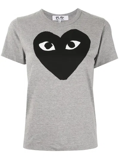 Comme Des Garçons Play Logo-print T-shirt In Grey