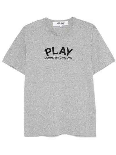 Comme Des Garçons Play Logo-print T-shirt In Grey