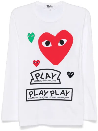 Comme Des Garçons Play Logo-print T-shirt In White