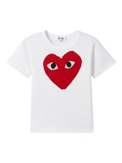 Comme Des Garçons Play Kids' Logo-print T-shirt In White