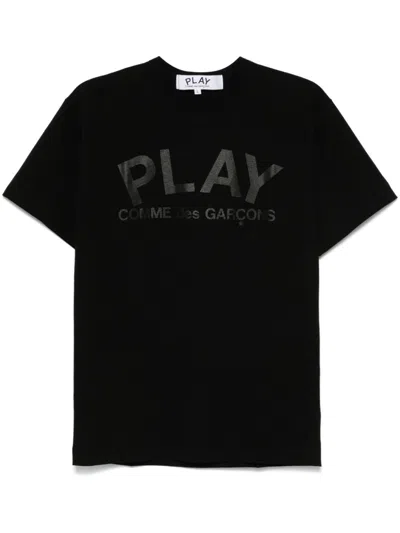 Comme Des Garçons Play Logo Print T-shirt In Black