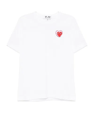 Comme Des Garçons Play Logo Printed Embellished T-shirt In White