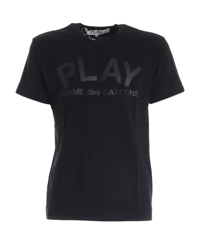 Comme Des Garçons Play Logo Printed T-shirt In Black