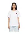 Comme Des Garçons Play Logo Embroidered T-shirt With Round Neck In White