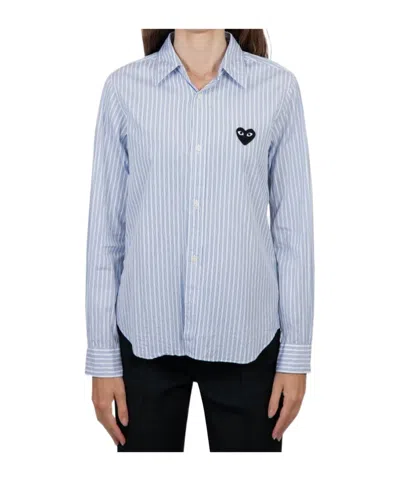 Comme Des Garçons Play Logo Shirt In Blue