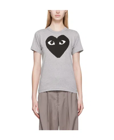 Comme Des Garçons Play Logo Short-sleeved T-shirt In Gray