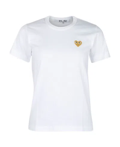 Comme Des Garçons Play Logo Short-sleeved T-shirt In White