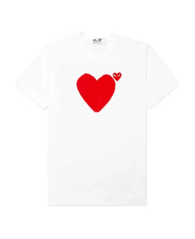 Comme Des Garçons Play White Double Hearts At Back T-shirt