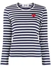 Comme Des Garçons Play Long Sleeved T-shirt In Blue