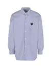 Comme Des Garçons Play Pinstripe Heart-embroidery Shirt In Blue