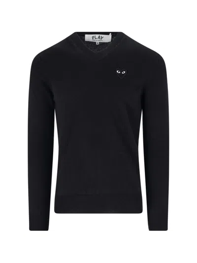 Comme Des Garçons Play Logo Sweater In Black