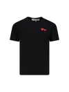 Comme Des Garçons Play Heart Motif Embroidered Short Sleeve T-shirt In Black