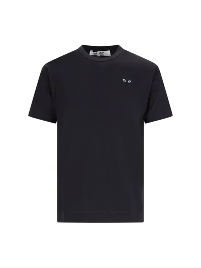 Comme Des Garçons Play Logo Cotton T-shirt In Black  