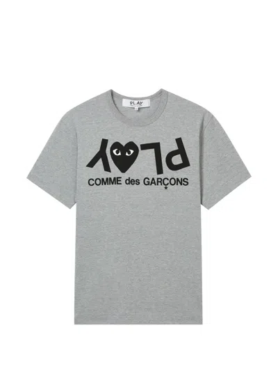 Comme Des Garçons Play Logo T-shirt In Gray