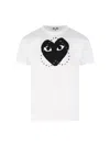 Comme Des Garçons Play Logo-stud Cotton T-shirt In White