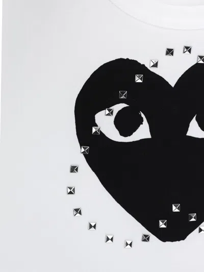 Comme Des Garçons Play Logo T-shirt With Studs In White