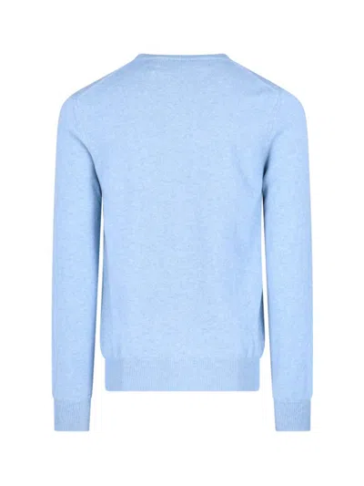 Comme Des Garçons Play Logo V-neck Sweater In Blue