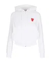 Comme Des Garçons Play Logo Embroidered Zipper Hooded Jacket In White