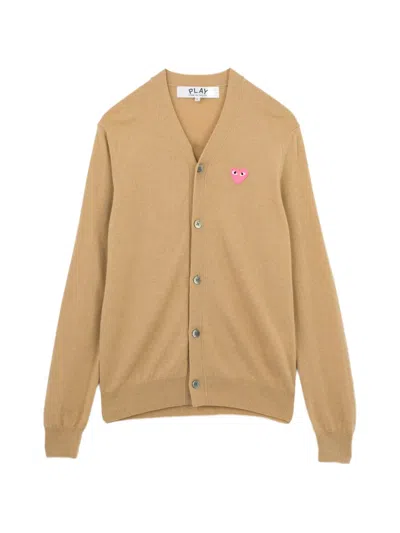 Comme Des Garçons Play Logo-embroidered Cardigan In Brown
