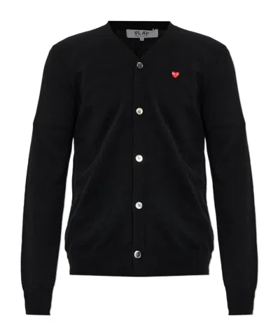 Comme Des Garçons Play Logo-patch Buttoned Cardigan In Black