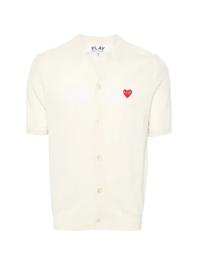 Comme Des Garçons Play Logo-patch Short-sleeve Cardigan In Animal Print