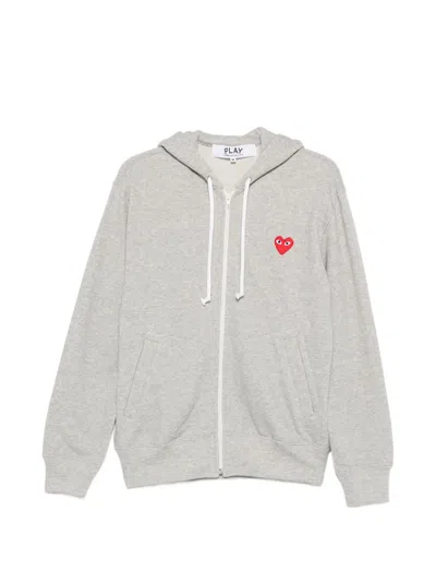 Comme Des Garçons Play Comme Des Garcons Play Zip-up Hoodie With Chest Logo In Gray