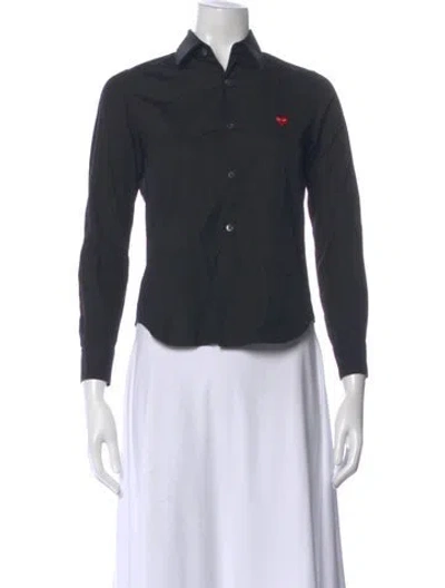 Pre-owned Comme Des Garçons Play Long Sleeve Button-up Top In Black