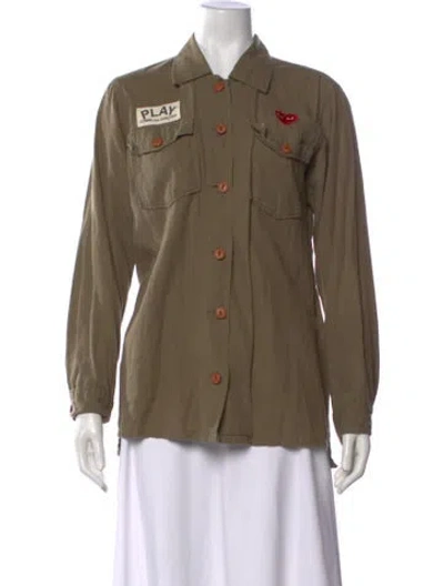 Pre-owned Comme Des Garçons Play Long Sleeve Button-up Top In Green