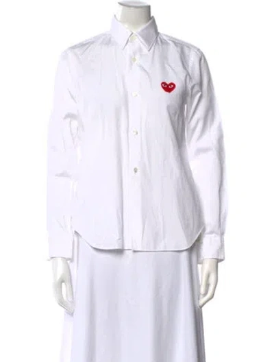 Pre-owned Comme Des Garçons Play Long Sleeve Button-up Top In Neutrals