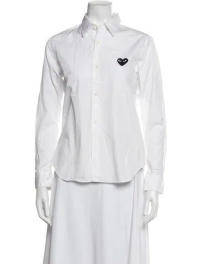Pre-owned Comme Des Garçons Play Long Sleeve Button-up Top In White