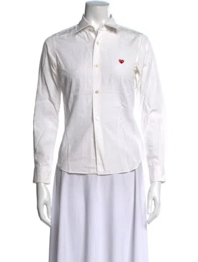 Pre-owned Comme Des Garçons Play Long Sleeve Button-up Top In White