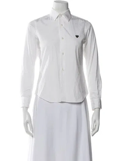 Pre-owned Comme Des Garçons Play Long Sleeve Button-up Top In White