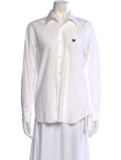 Pre-owned Comme Des Garçons Play Long Sleeve Button-up Top In White