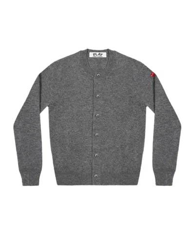 Comme Des Garçons Play Long Sleeve Cardigan In Gray