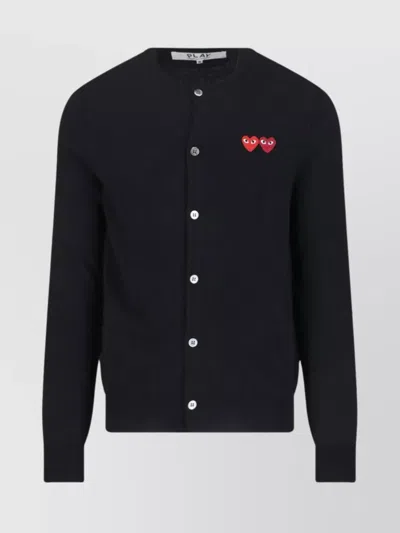 Comme Des Garçons Play Long Sleeve Crew Neck Top Design In Blue