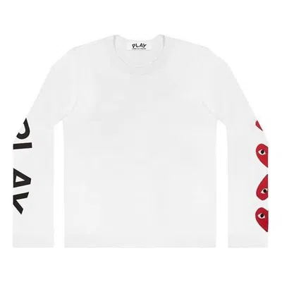 Comme Des Garçons Play Comme Des Garcons Play Long Sleeve Printed Logos T-shirt 61 'white'